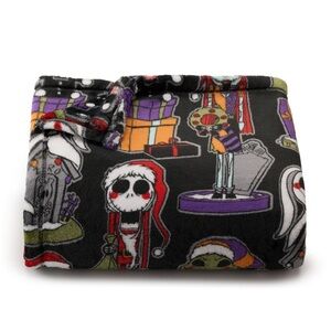 🆕 Nightmare Before Christmas Holiday plush Throw Blanket Black Print
